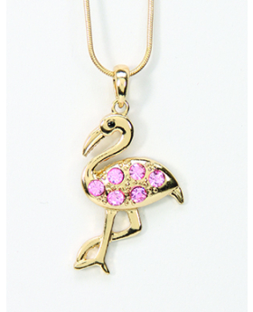 Pink Rhinestone Flamingo Necklace