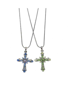Assorted acrylic and rhinestone decorative cross necklace
