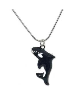 Black and white enamel Whale necklace