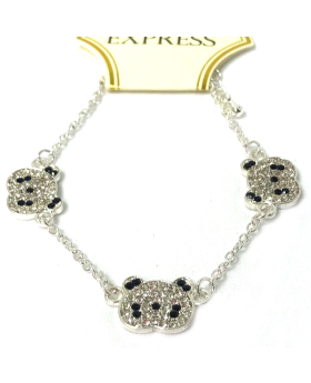 3 rhinestone Panda head bracelet