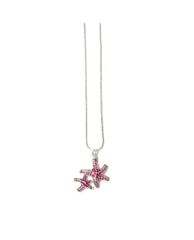 Pink rhinestone double Starfish necklace