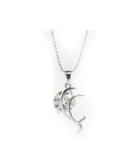 Rhinestone Cz Dolphin Necklace