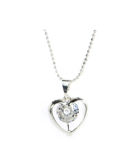 Rhinestone CZ Heart Pendant Necklace