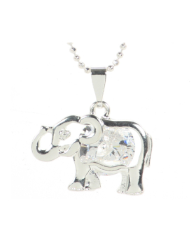 Rhinestone Cz Elephant Necklace