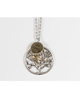 Live/Laugh/Love Tree Bird Necklace