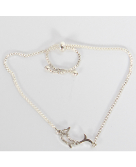 Adjustable Silver Finish Dolphin Bracelet