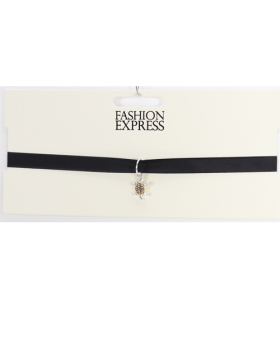 Black Satin Choker with Two tone Turtle Charm