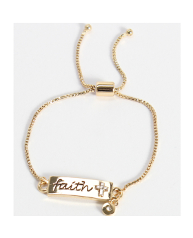 Gold Finish Adjustable Faith Bracelet