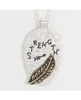Strength Feather Two Tone Necklace