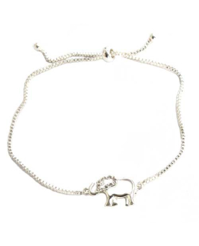 Silver Finish Adjustable Elephant Bracelet