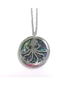 Octopus on disc of mother of pearl necklace