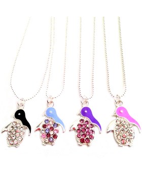 Assorted Enamel and Rhinestone Penguin necklace