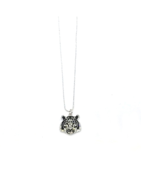 Black/Clear Crystal Tiger Face Necklace