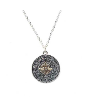 Silver Compass with gold hands necklace