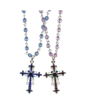 Assorted decorative cross necklace on beaded chain