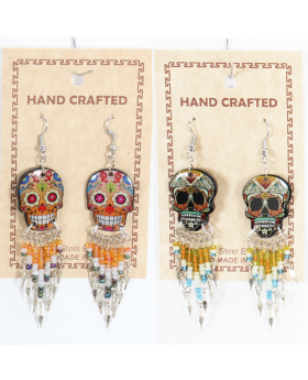 Peru Skull Bead Dangle Earring