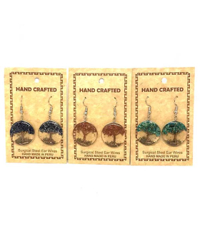 Stone Tree of Life in resin earrings
