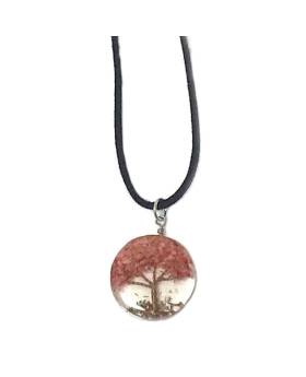 Stone Tree of Life, in resin, necklace on black cord