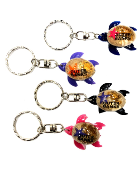 Turtle resin keychain with namedrop