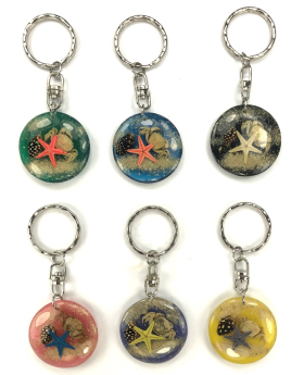 Round resin keychain with namedrop