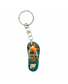 Sandal resin keychain with namedrop