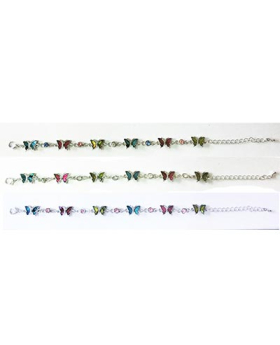 Multi Paua Butterfly with Rhinestones Bracelet