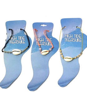 Cowrie anklet with assorted beads
