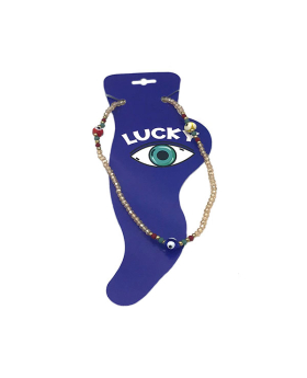 Gold seed bead Anklet with 3 Evil Eye beads