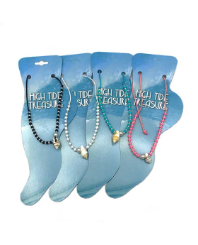 Assorted String Anklet with Shell Pearl and silver Beads