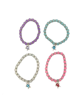 Turtle with crystal on pastel stone beaded Bracelet