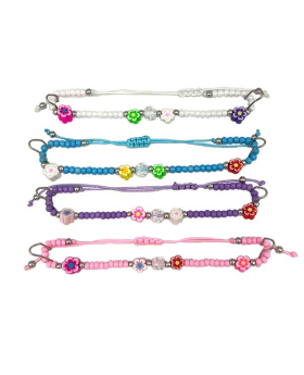 Beaded string Bracelet with assorted small Fimo Flower beads