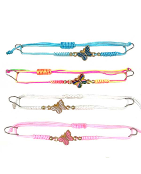 Adjustable string Bracelet with assorted enamel Butterfly