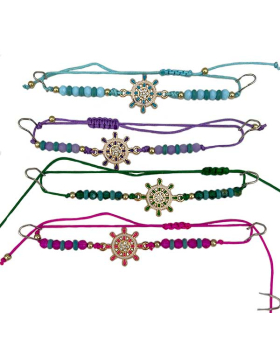 Beaded Crystal Ship Wheel Bracelet 