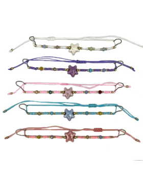 Beaded string Bracelet with Ceramic Starfish assorted
