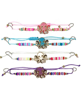 Assorted beaded Bracelet with Enamel Octopus