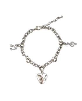 Chunky Silver charm Bracelet with 3 Music  charms