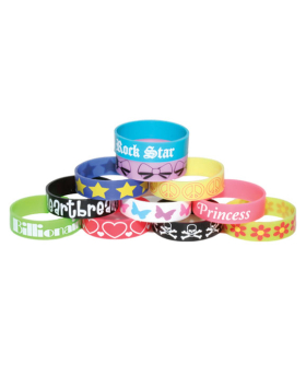 Assorted Wide Silicone Girl's Design Bracelet