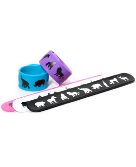 Assorted Silicone Zoo Animal Slap Bracelet