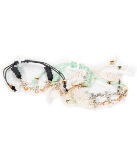 Assorted Woven Rhinestone Cross Bracelet
