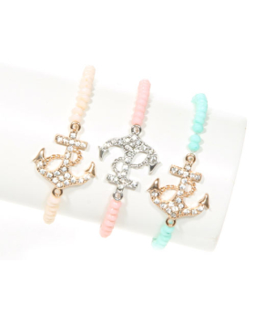 Assorted Rhinestone Anchor Bracelet