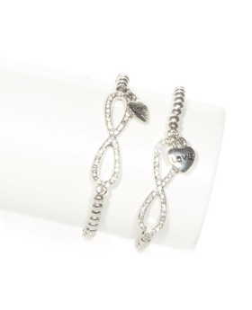 Rhinestone Infinity Heart Love Charm Bracelet