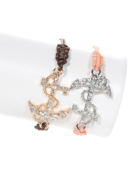 Assorted Rhinestone Anchor Woven Bracelet