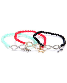 Assorted Sea Life Charm Rhinestone Infinity Bracelet