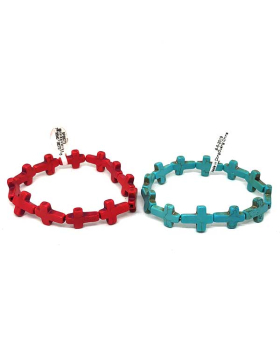 Assorted colored cross bracelet