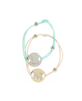 Assorted Rhinestone Initial Coin Bracelet