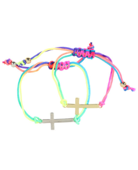 Cross Rainbow Cord Woven Bracelet