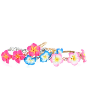 Assorted Color Fimo Hawaiian Flower Bracelet