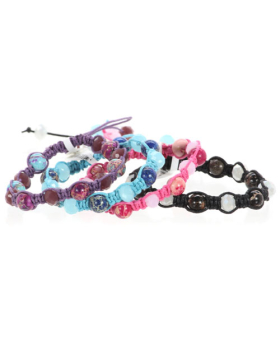 Assorted Gem Stone Bead Woven Bracelet