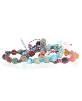 Assorted Gem Stone Woven Bracelet