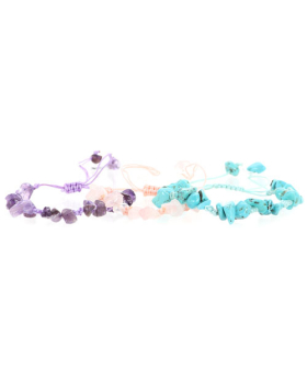Assorted Gem Stone Chip Woven Bracelet